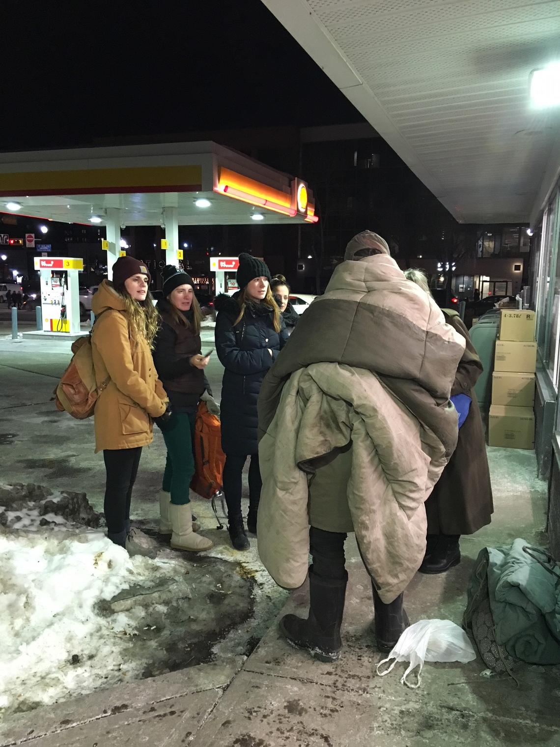 Students meet "Kevin," who lives on Calgary's streets.