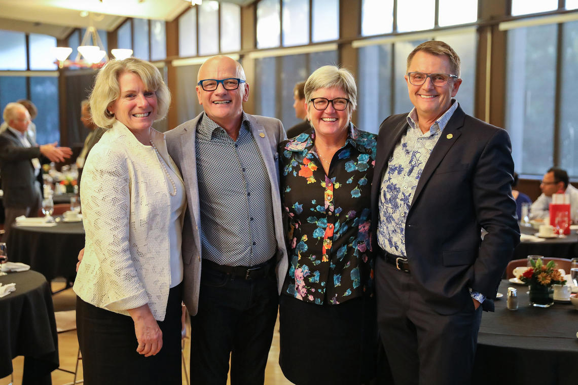 Dennis Sumara, dean, Werklund School of Education, and spouse, Tim Friesen, became founding members of the University of Calgary’s Legacy Society on Sept. 15, 2016. From left: President Elizabeth Cannon, Tim Friesen, Dru Marshall, provost, Dennis Sumara.