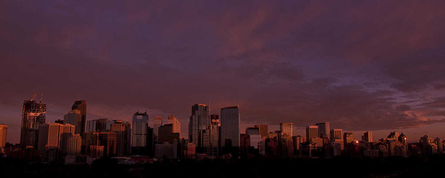 Sunset over the city of Calgary