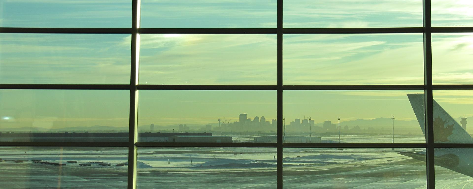 airplane calgary skyline