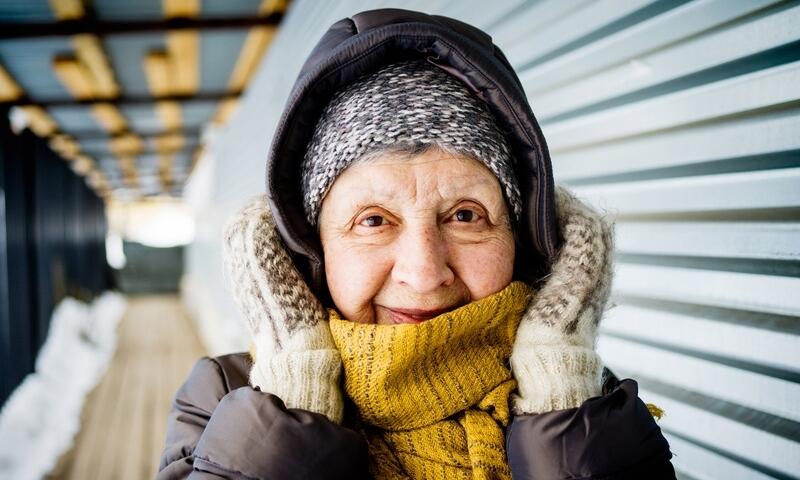 Older woman dressed for winter