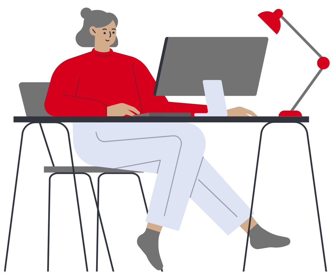 woman sitting at a computer