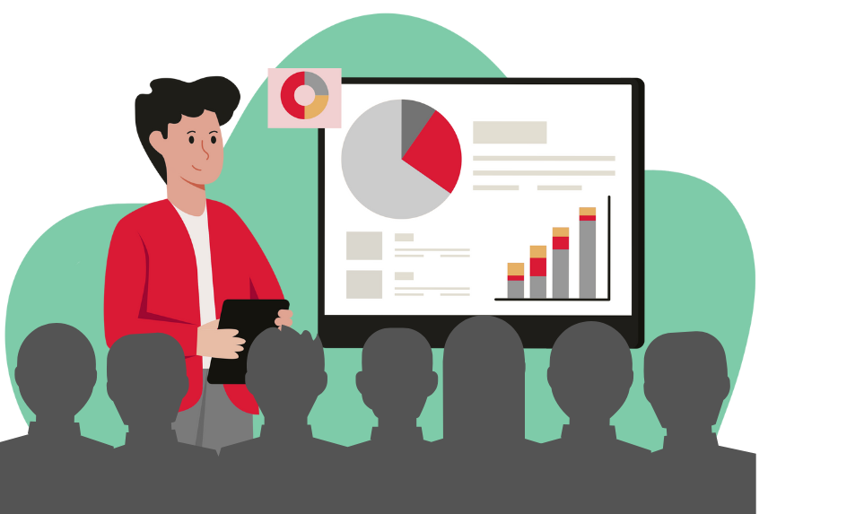 male student giving a presentation