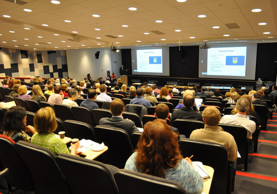 William Ghali talks to an audience at Campus Alberta Forum 2012