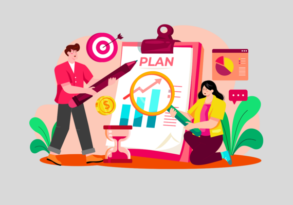 a man and a women creating a plan