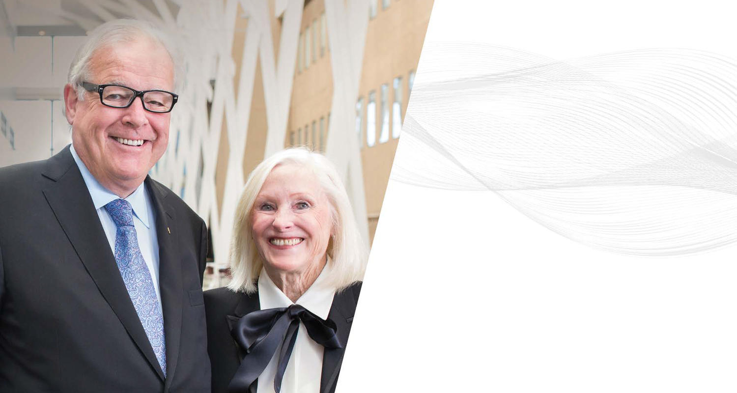 David and Gail O'Brien with grey artwork