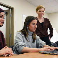 Student works on computer