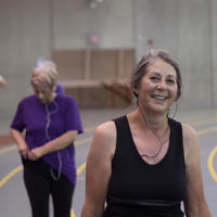 People running on a track 