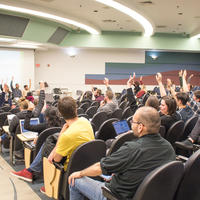 Students in a crowd