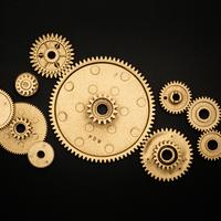 Set of gears on a black background