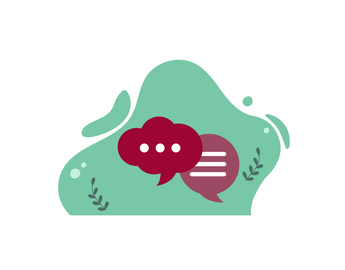 speech bubbles in front of a green background