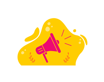 megaphone in front of a yellow background