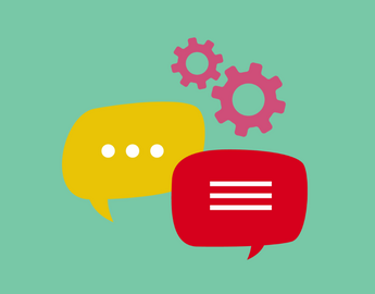 speech bubbles and cogs